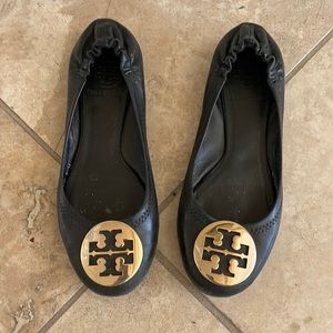 Tory Burch black leather flats (size 5.5)